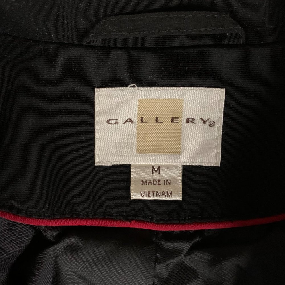 Women's Gallery Black Medium Hidden Full Zip Double Collar Polyester Jacket EUC - Picture 3 of 13